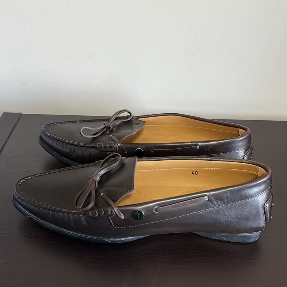 TODS CITY GOMMINO LEATHER DRIVING SHOES Mens Dark Brown Italian Sz 40 US 8 - Picture 8 of 14